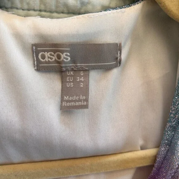 ASOS Glitter Ombré Rainbow Midi Dress Long Sleeves - Picture 4 of 10